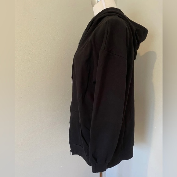 Oversized Hoodie Sweater Jacket Tunic Zip Up Inner Brush Long Sleeve Boyfriend - Picture 6 of 7